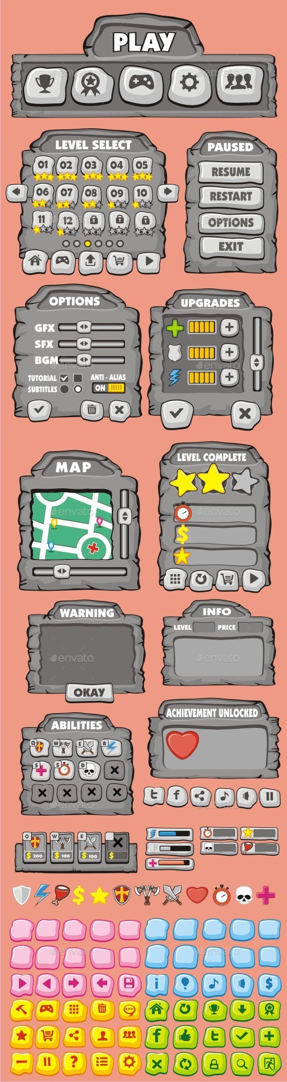 GraphicRiver cartoon game gui pack 6 10493801 GraphicRiver cartoon game gui pack 6 10493801