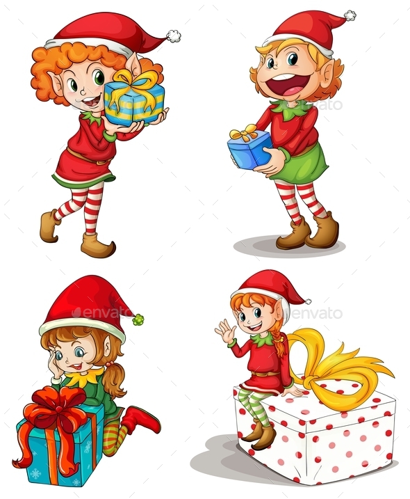 GraphicRiver Santa Elves with Gifts 10494770 GraphicRiver Santa Elves with Gifts 10494770