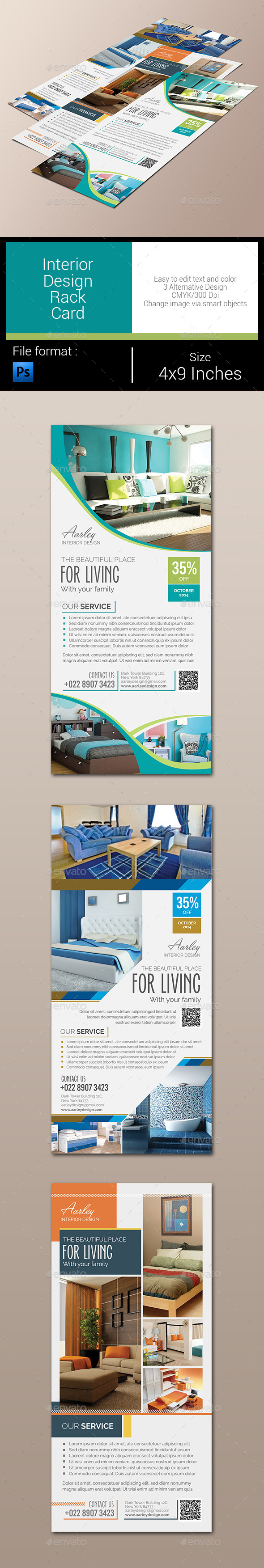 GraphicRiver Interior Design Rack Card 10497187 GraphicRiver Interior Design Rack Card 10497187