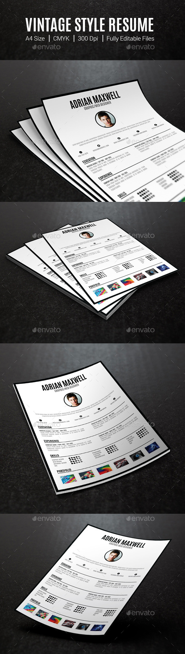 GraphicRiver Vintage Style Resume 10498393 GraphicRiver Vintage Style Resume 10498393