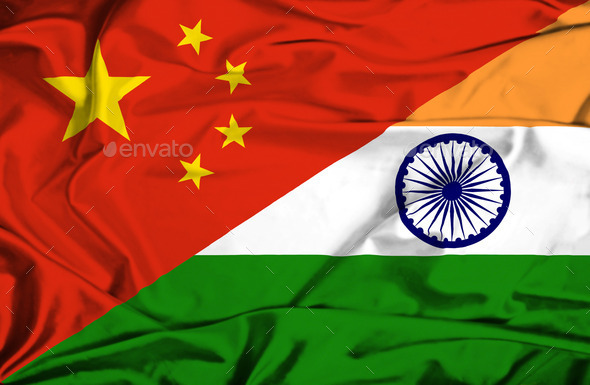 Waving flag of India and China (Misc) Photo Download