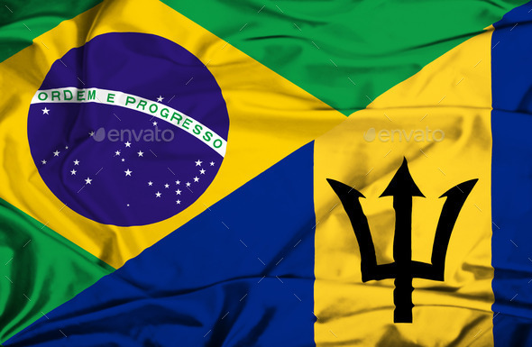 Waving flag of Barbados and Brazil (Misc) Photo Download