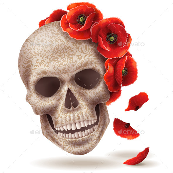 GraphicRiver Skull Mask with Poppy Flowers 10498477 GraphicRiver Skull Mask with Poppy Flowers 10498477
