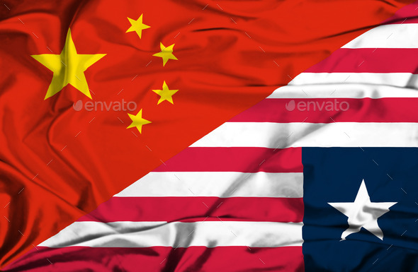 Waving flag of Liberia and China (Misc) Photo Download