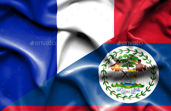 Waving flag of Belize and France (Misc) Photo Download