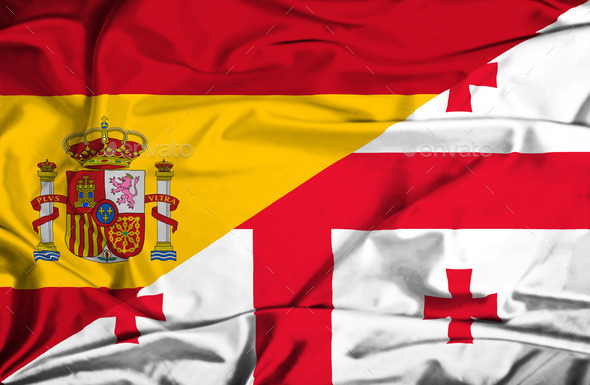 Waving flag of Georgia and Spain (Misc) Photo Download