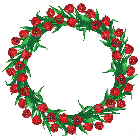 GraphicRiver Red Tulips Wreath 10498631 GraphicRiver Red Tulips Wreath 10498631