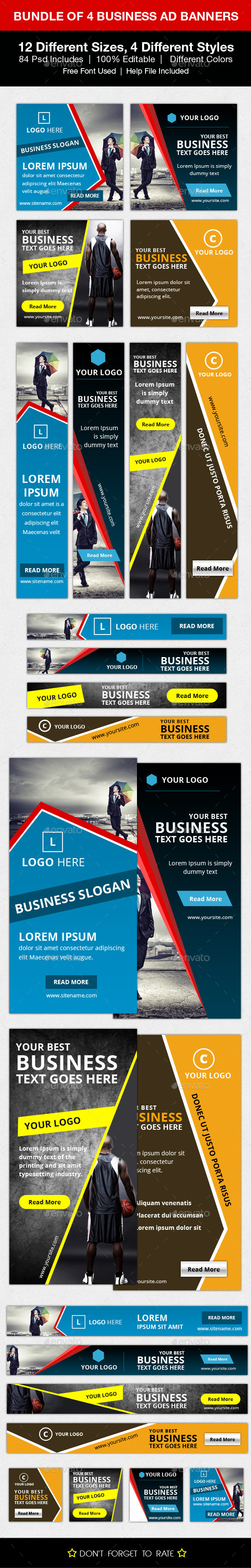 GraphicRiver Bundle of 4 Business Ad Banners 10469946 GraphicRiver Bundle of 4 Business Ad Banners 10469946