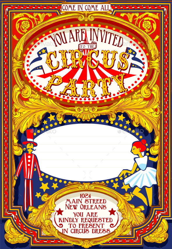 GraphicRiver Poster Invite for Circus Party Carnival 10505530 GraphicRiver Poster Invite for Circus Party Carnival 10505530