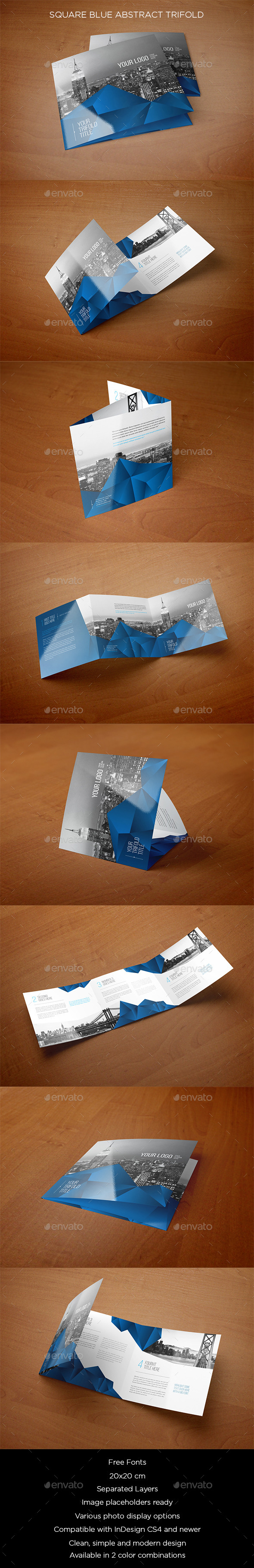 GraphicRiver Square Blue Abstract Trifold 10505643 GraphicRiver Square Blue Abstract Trifold 10505643