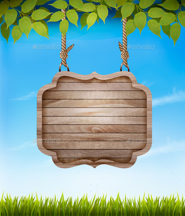 GraphicRiver Natural Background with Leaves and a Wooden Sign 10507362 GraphicRiver Natural Background with Leaves and a Wooden Sign 10507362