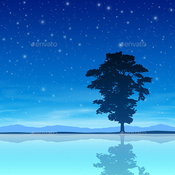 GraphicRiver Tree with Night Sky 10507975 GraphicRiver Tree with Night Sky 10507975
