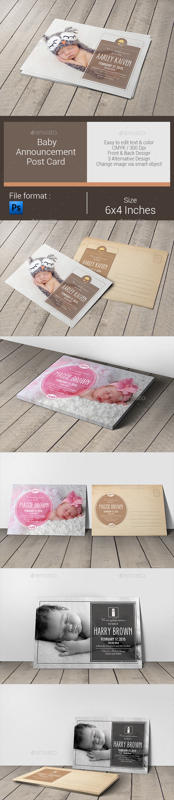 GraphicRiver Baby Announcement Post Card 10509109 GraphicRiver Baby Announcement Post Card 10509109