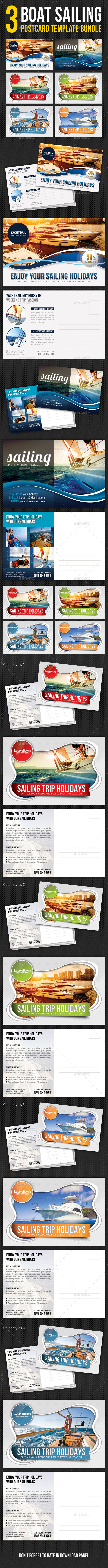GraphicRiver 3 in 1 Boat Sailing Postcard Template Bundle 10511252 GraphicRiver 3 in 1 Boat Sailing Postcard Template Bundle 10511252