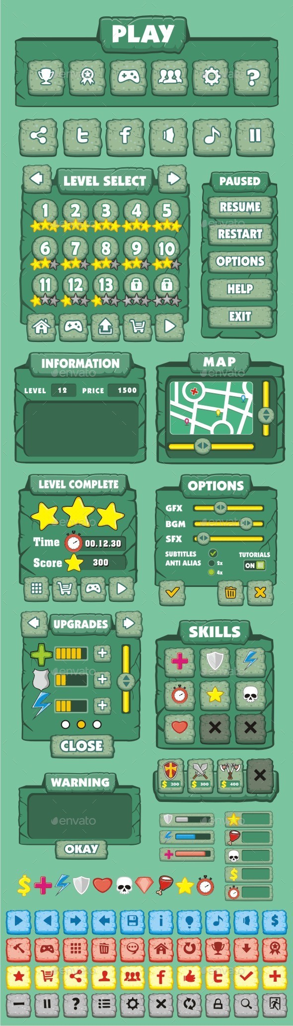 GraphicRiver cartoon game gui pack 8 10511369 GraphicRiver cartoon game gui pack 8 10511369