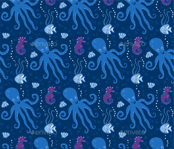 Repeat Pattern Of Sea Creatures » Tinkytyler.org - Stock Photos & Graphics