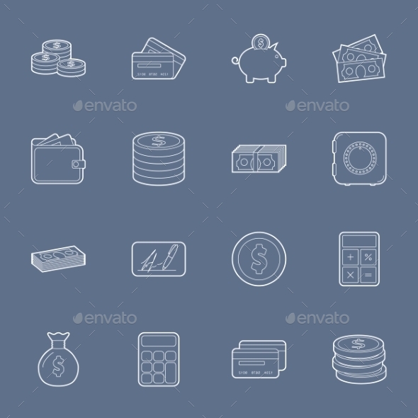GraphicRiver Money and Financial Thin Lines Icons 10512070 GraphicRiver Money and Financial Thin Lines Icons 10512070