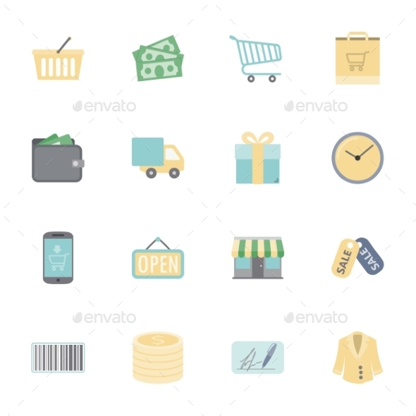 GraphicRiver Shopping Flat Icons Set 10512295 GraphicRiver Shopping Flat Icons Set 10512295