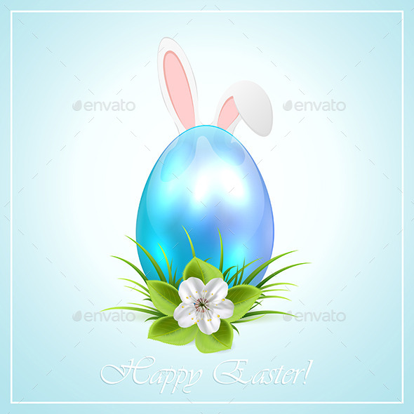 GraphicRiver Blue Easter Egg and Bunny Ears 10513084 GraphicRiver Blue Easter Egg and Bunny Ears 10513084