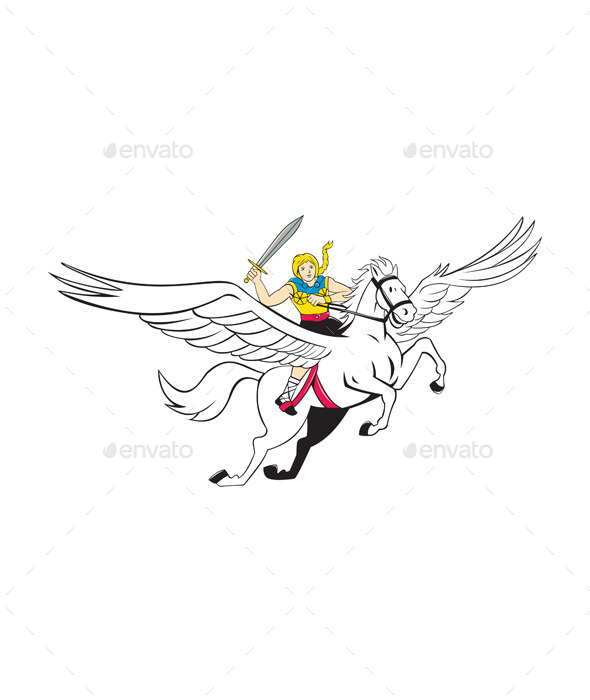 GraphicRiver Valkyrie Amazon Warrior Flying Horse Cartoon 10514026 GraphicRiver Valkyrie Amazon Warrior Flying Horse Cartoon 10514026