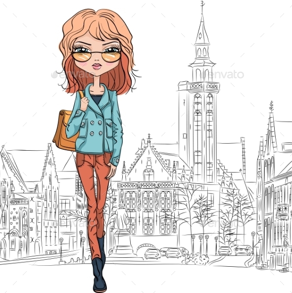 GraphicRiver Fashion Girl in Bruges 10514235 GraphicRiver Fashion Girl in Bruges 10514235