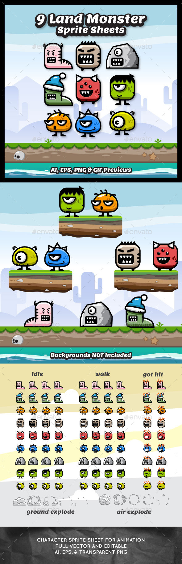 GraphicRiver 9 Enemy Land Monster Spritesheets 10514464 GraphicRiver 9 Enemy Land Monster Spritesheets 10514464