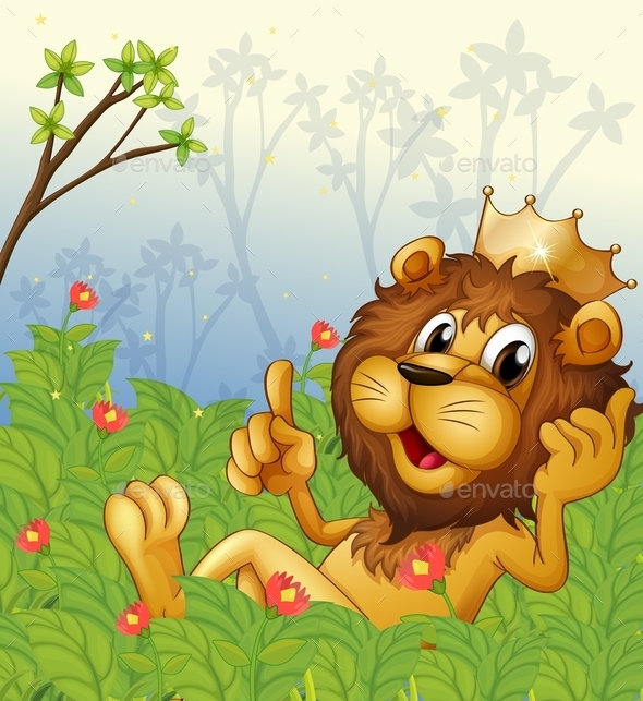 GraphicRiver Lion with a Crown at the Forest 10514554 GraphicRiver Lion with a Crown at the Forest 10514554