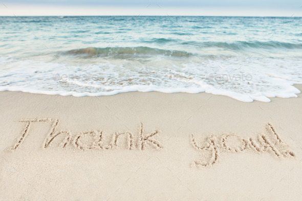 Thank You Written On Sand By Sea (Misc) Photo Download