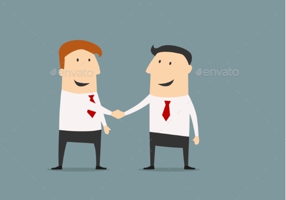 GraphicRiver Cartooned Businessmen Shaking Hands 10518700 GraphicRiver Cartooned Businessmen Shaking Hands 10518700