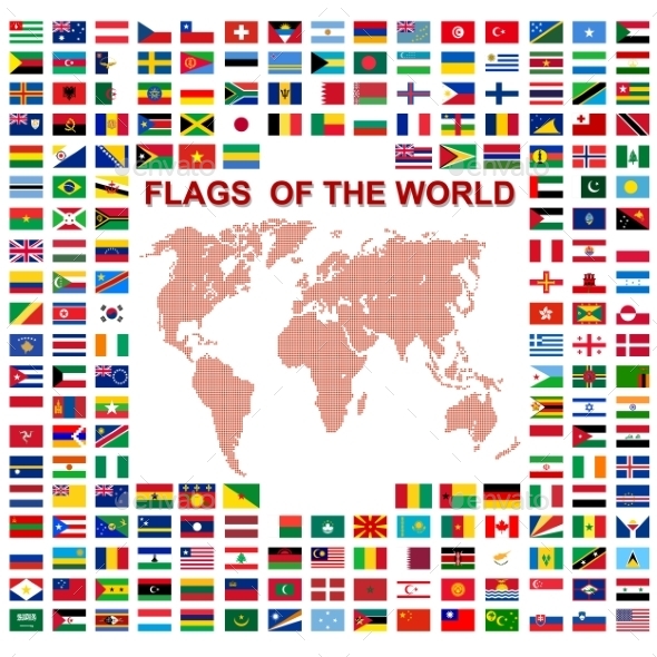 Flags of the world with Map