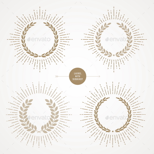 GraphicRiver Set of Laurel Wreath With Sunburst 10519151 GraphicRiver Set of Laurel Wreath With Sunburst 10519151