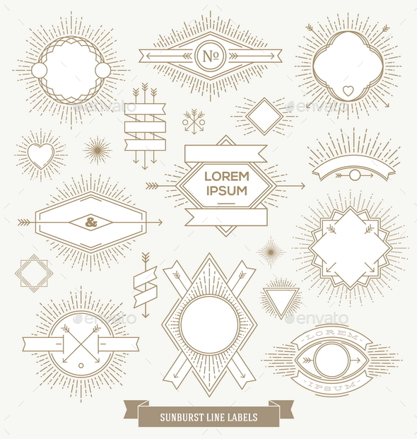 GraphicRiver Hipster Line Labels and Emblem with Sunburst 10519168 GraphicRiver Hipster Line Labels and Emblem with Sunburst 10519168