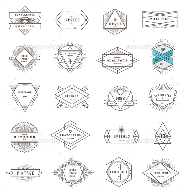GraphicRiver Set of Hipster Line Emblems and Signs 10519540 GraphicRiver Set of Hipster Line Emblems and Signs 10519540