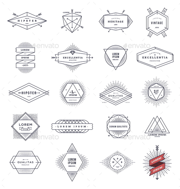 GraphicRiver Set of Hipster Line Emblems and Signs 10519554 GraphicRiver Set of Hipster Line Emblems and Signs 10519554