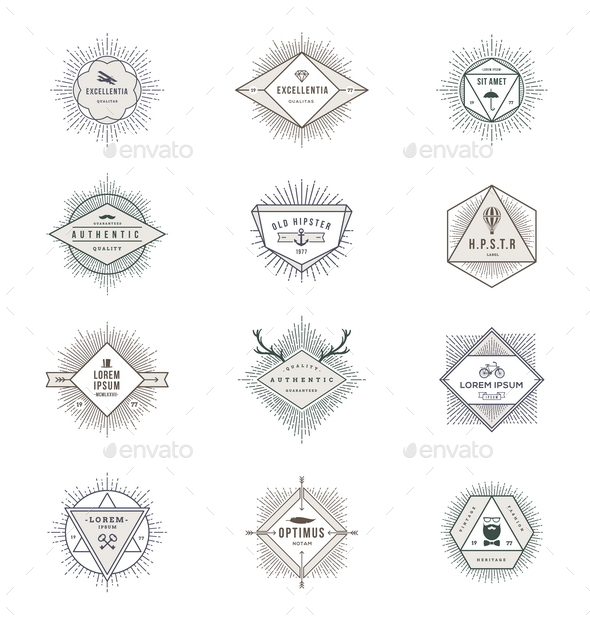 GraphicRiver Set of Hipster Signs and Emblems with Sunburst 10519636 GraphicRiver Set of Hipster Signs and Emblems with Sunburst 10519636