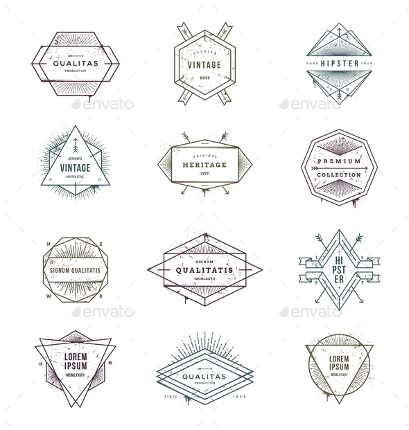 GraphicRiver Set of Grunge Hipster Signs and Emblems 10519647 GraphicRiver Set of Grunge Hipster Signs and Emblems 10519647