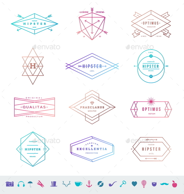 GraphicRiver Set of Hipster Line Emblems and Signs 10519654 GraphicRiver Set of Hipster Line Emblems and Signs 10519654