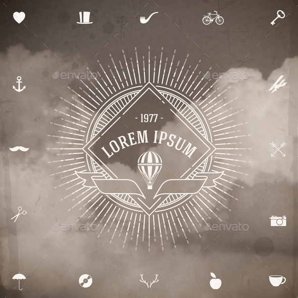 GraphicRiver Vintage Hipster Line Emblem with Sunburst 10519660 GraphicRiver Vintage Hipster Line Emblem with Sunburst 10519660