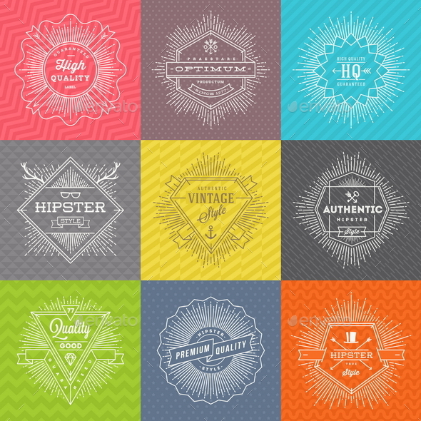 GraphicRiver Set of Line Signs and Emblems with Hipster Symbols 10519709 GraphicRiver Set of Line Signs and Emblems with Hipster Symbols 10519709