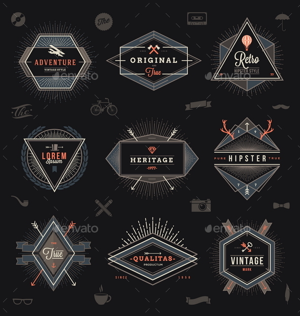 GraphicRiver Set of Hipster Emblems Labels and Sign 10519781 GraphicRiver Set of Hipster Emblems Labels and Sign 10519781
