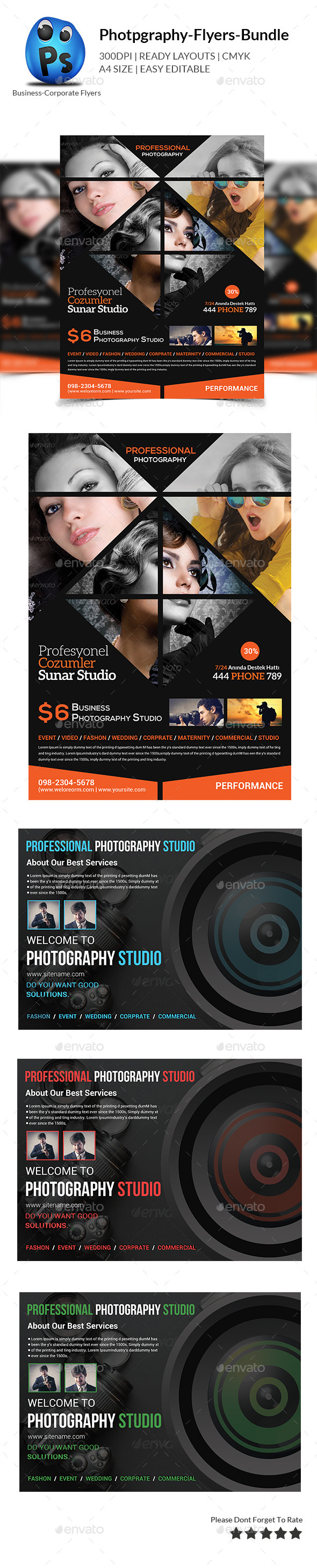 Photography Flyer Bundle Print Templates (Corporate)