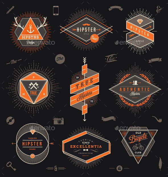 GraphicRiver Set of Hipster Emblems Labels and Sign 10519826 GraphicRiver Set of Hipster Emblems Labels and Sign 10519826