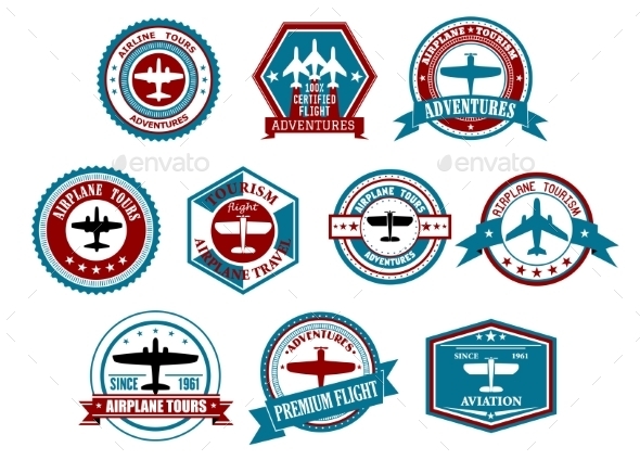 GraphicRiver Aviation labels or badges in retro style 10520772 GraphicRiver Aviation labels or badges in retro style 10520772