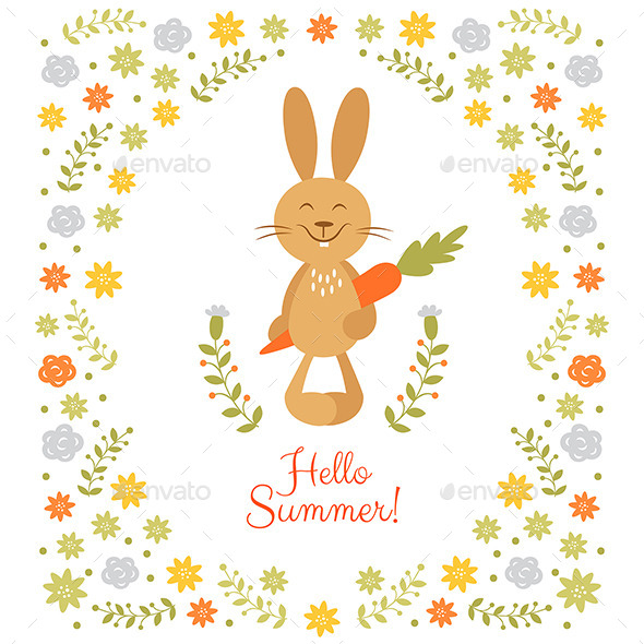 GraphicRiver Summer Illustration with Little Rabbit 10522829 GraphicRiver Summer Illustration with Little Rabbit 10522829