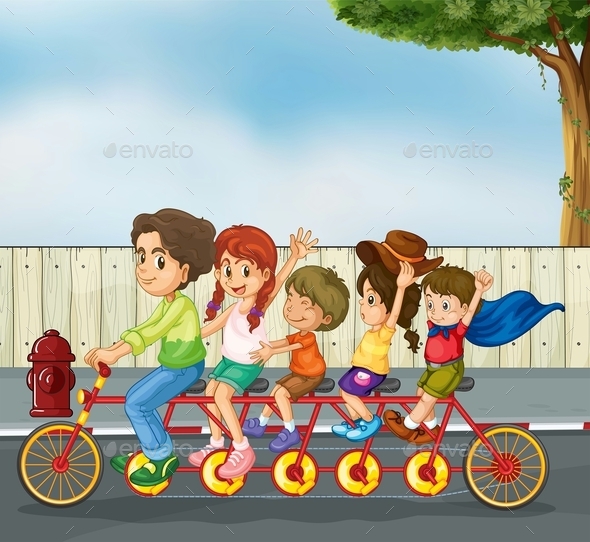 GraphicRiver Kids on the Bicycle 10525284 GraphicRiver Kids on the Bicycle 10525284