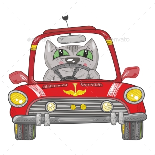 GraphicRiver Cat on the Car 10526462 GraphicRiver Cat on the Car 10526462