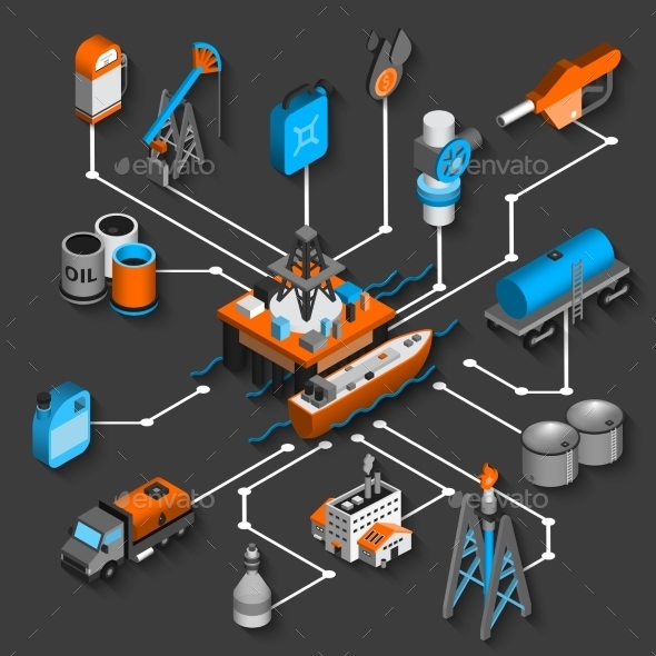 symbols flowchart photoshop Petroleum Flowchart Industries Isometric  Business