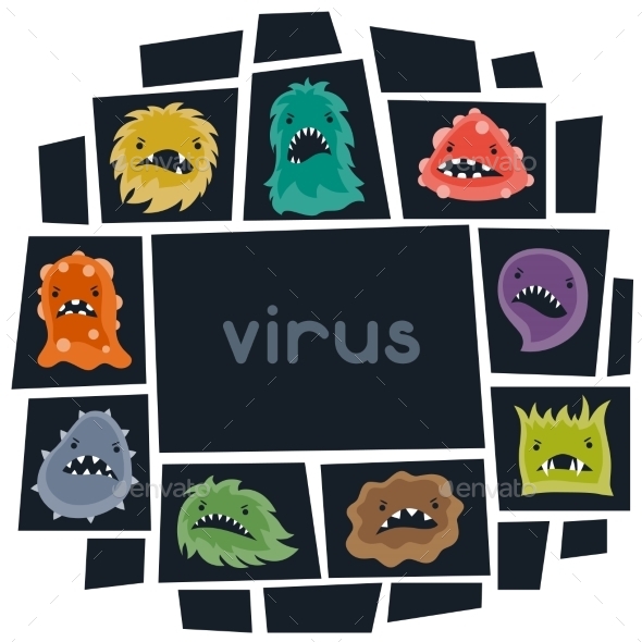 GraphicRiver Background with Little Angry Viruses and Monsters 10527782 GraphicRiver Background with Little Angry Viruses and Monsters 10527782