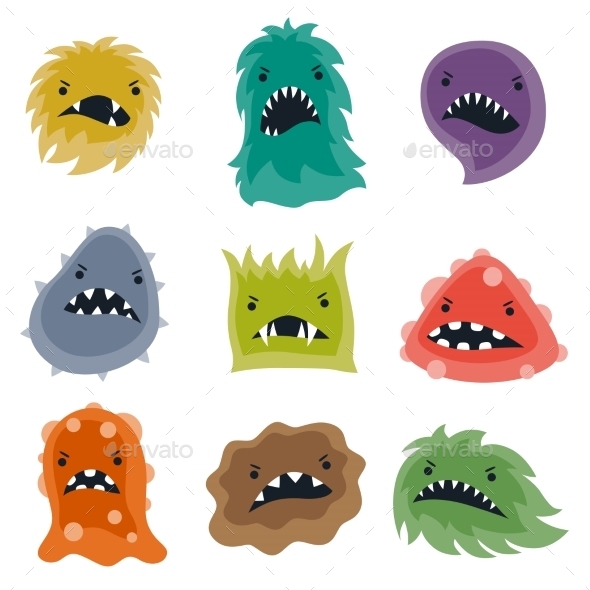 GraphicRiver Set of Little Angry Viruses and Monsters 10527788 GraphicRiver Set of Little Angry Viruses and Monsters 10527788