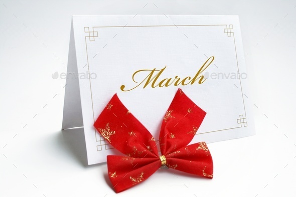 March text on greeting card isolated on white (Misc) Photo Download